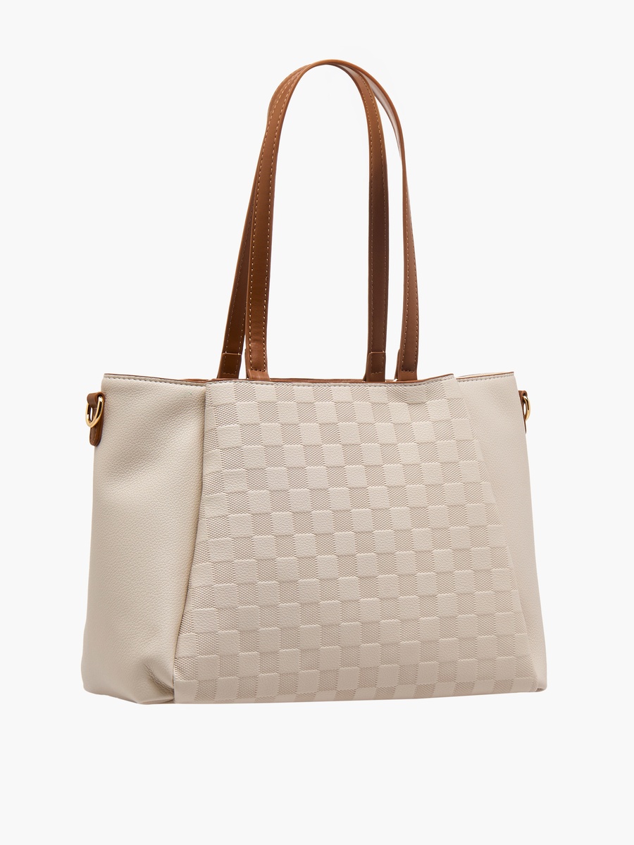 Checked Tote Bag with Detachable Strap