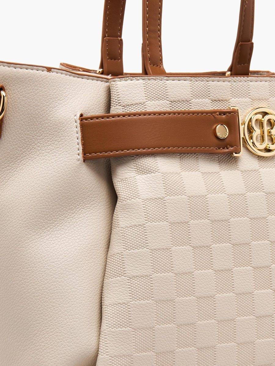 Checked Tote Bag with Detachable Strap