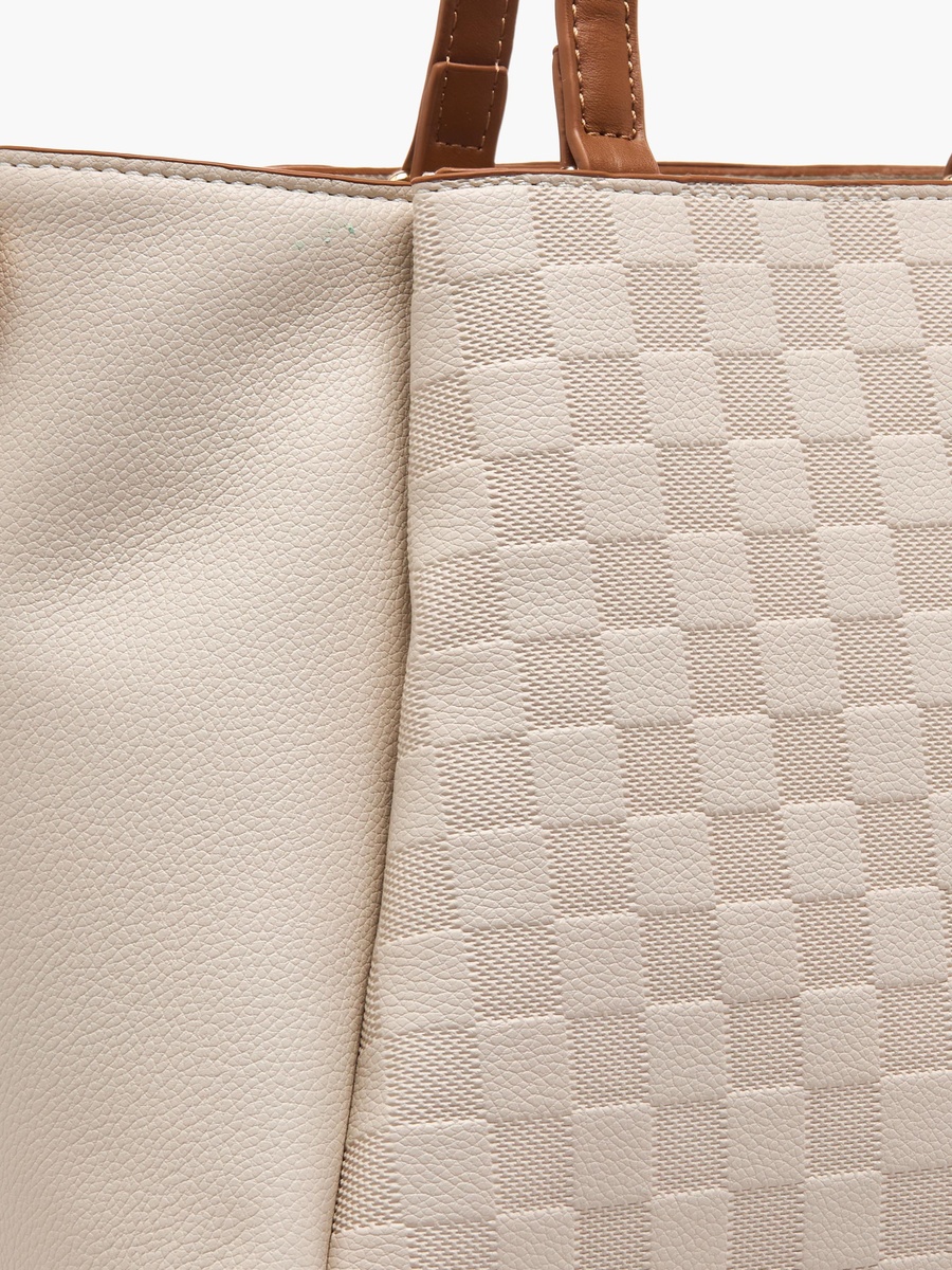 Checked Tote Bag with Detachable Strap