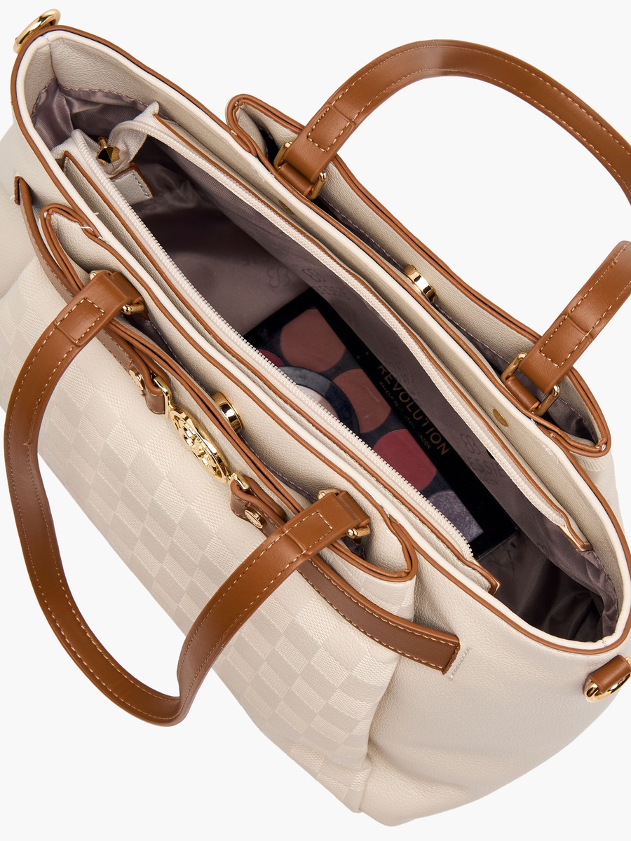 Checked Tote Bag with Detachable Strap