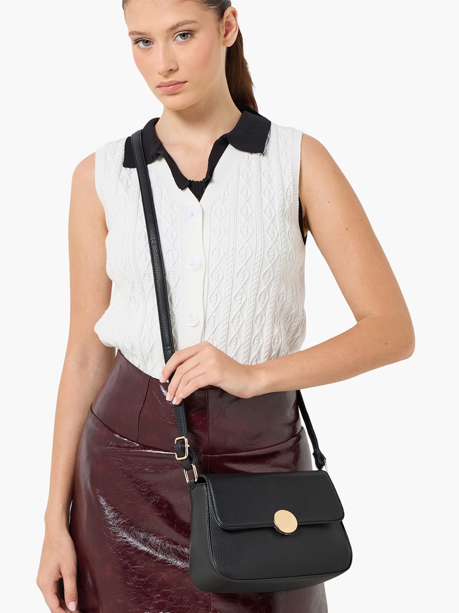 Textured Crossbody Bag with Detachable Strap