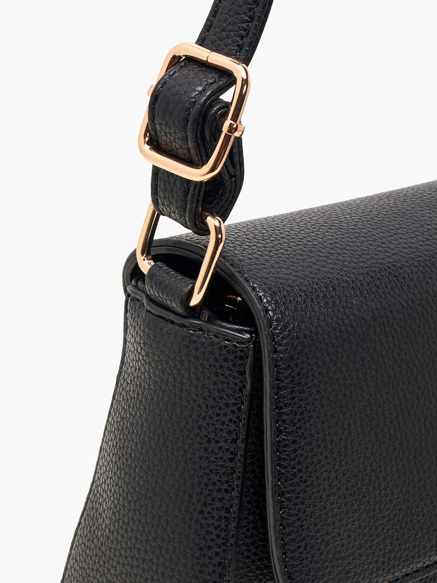 Textured Crossbody Bag with Detachable Strap
