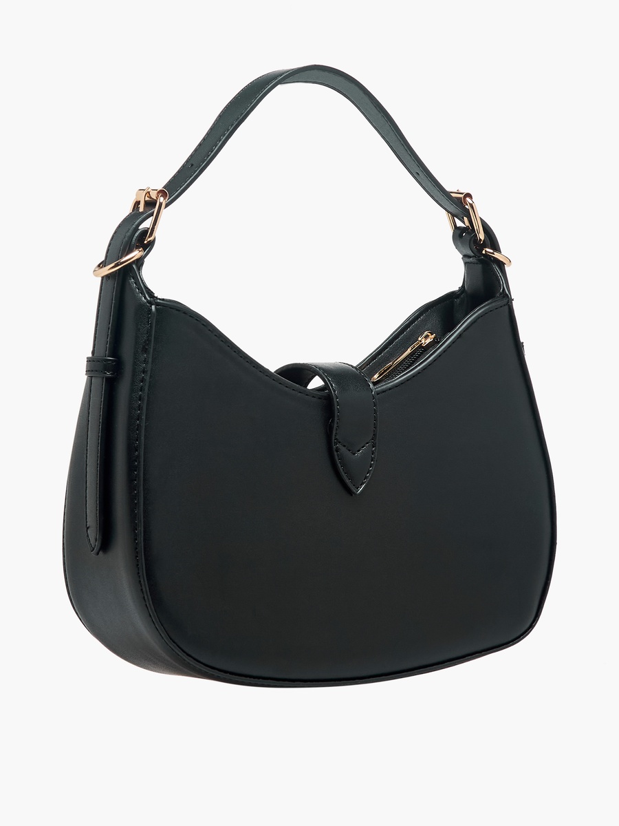 Lock Charm Detail Crossbody Bag with Detachable Strap
