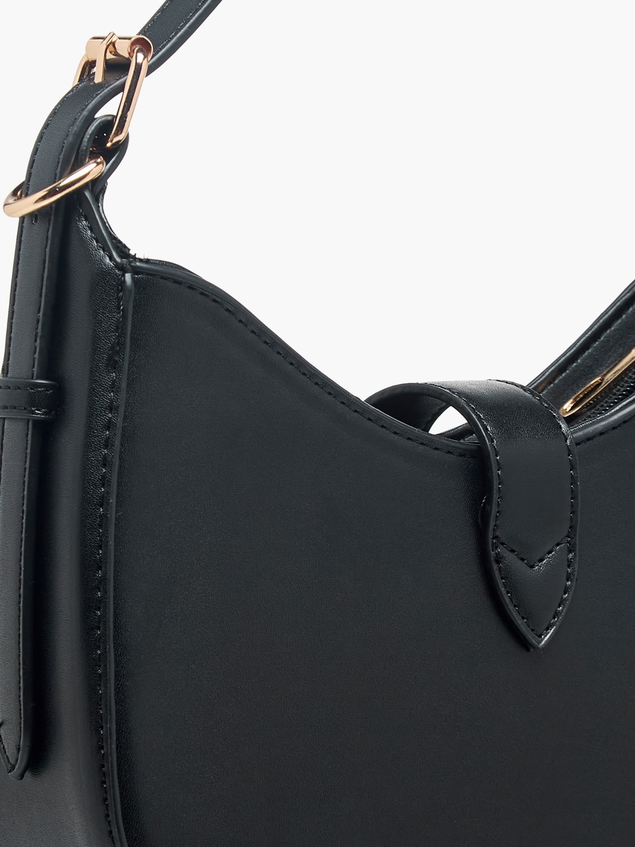 Lock Charm Detail Crossbody Bag with Detachable Strap