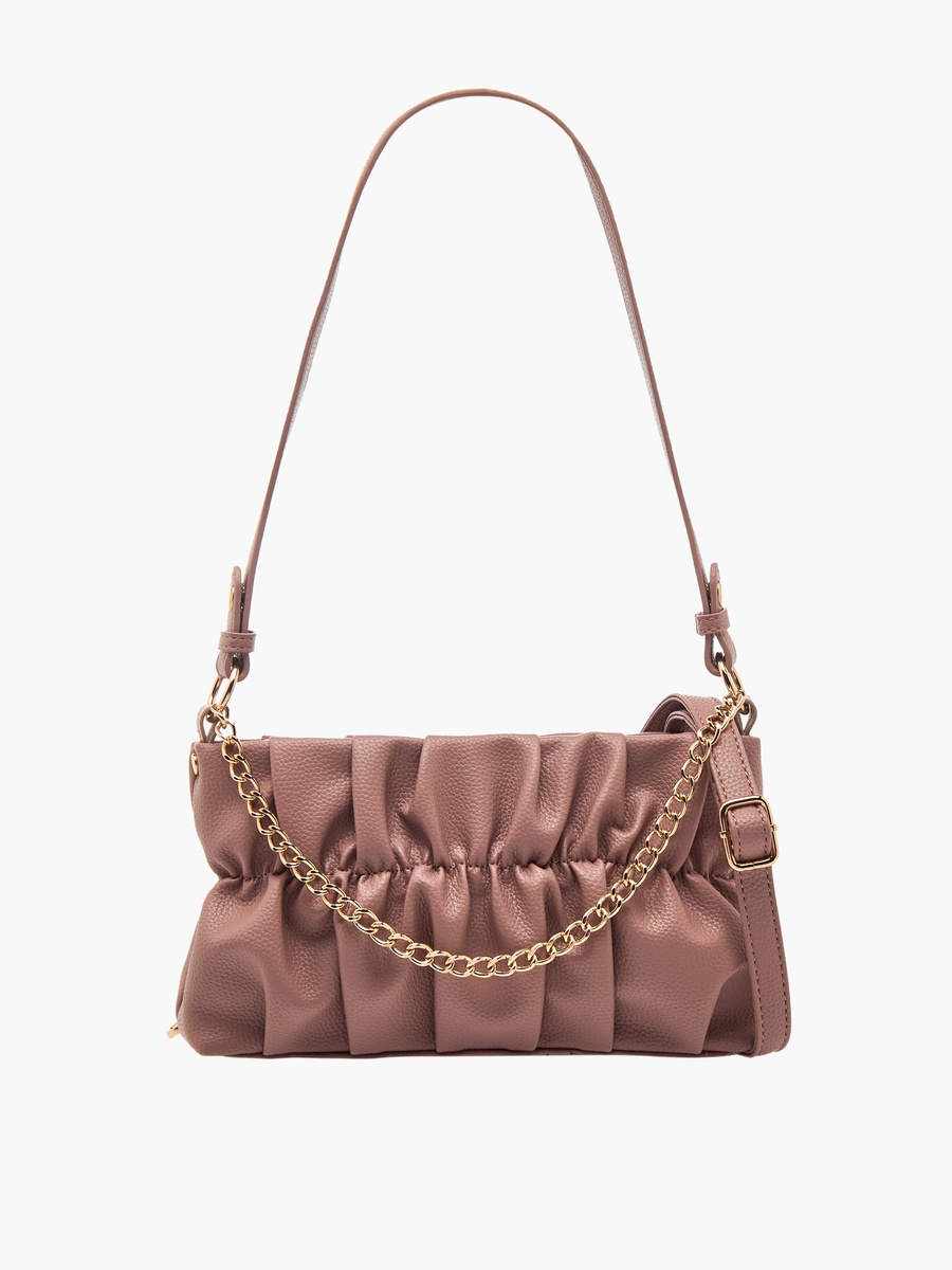 Ruched Detail Crossbody Bag with Detachable Strap