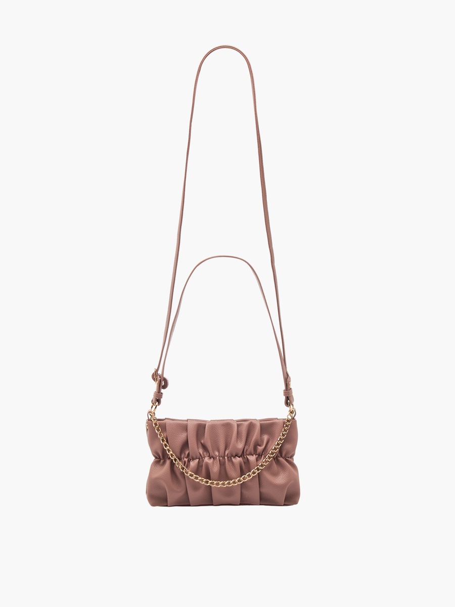 Ruched Detail Crossbody Bag with Detachable Strap