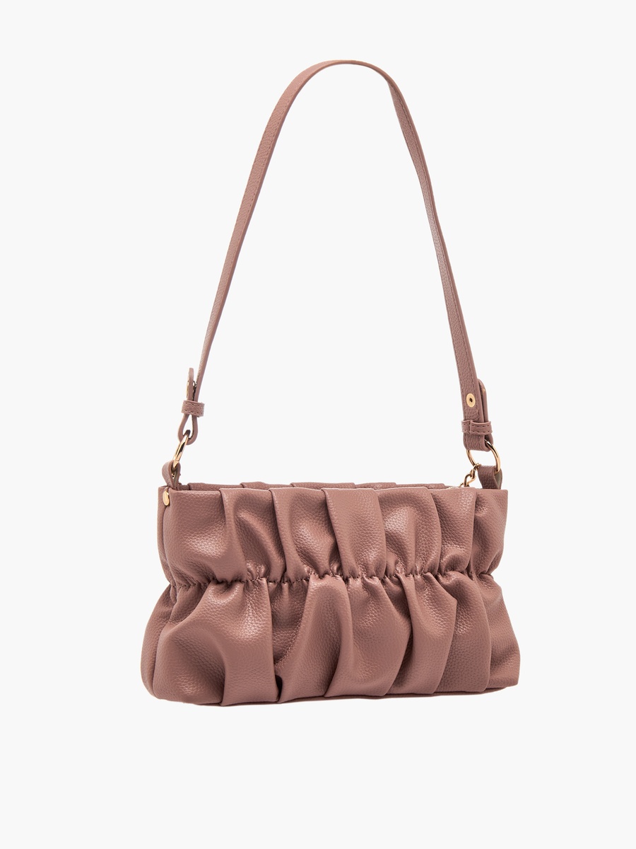 Ruched Detail Crossbody Bag with Detachable Strap