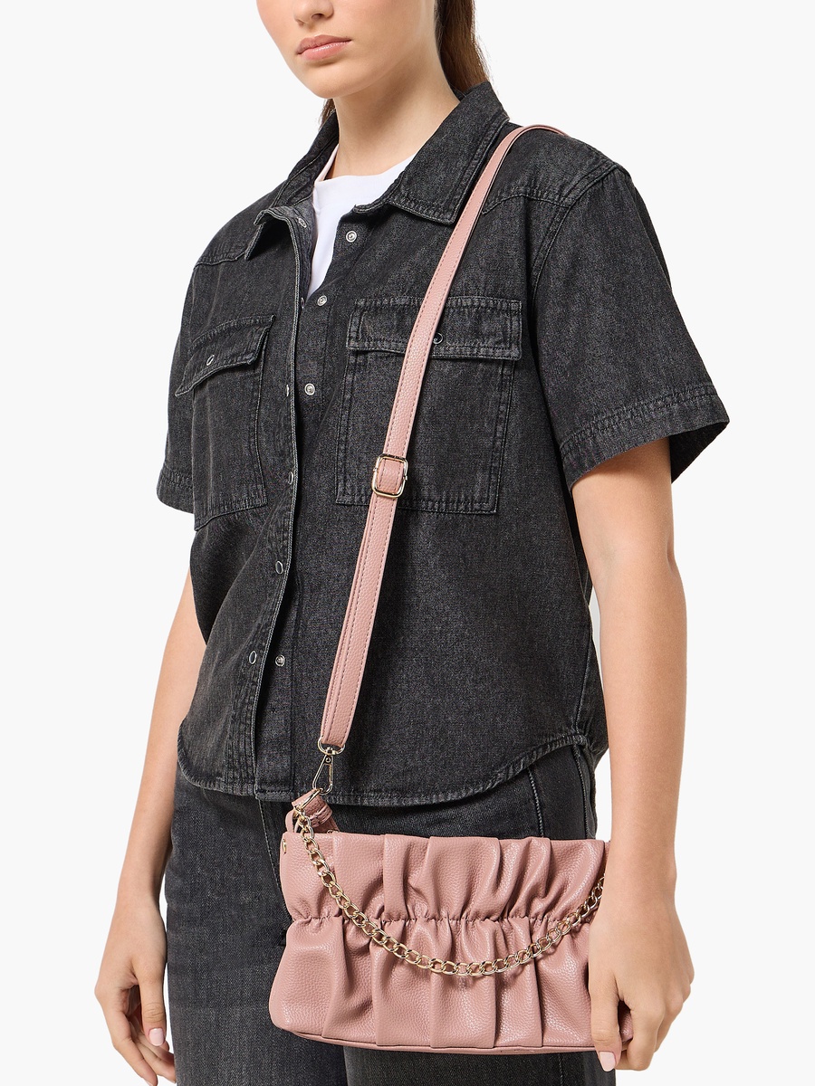 Ruched Detail Crossbody Bag with Detachable Strap