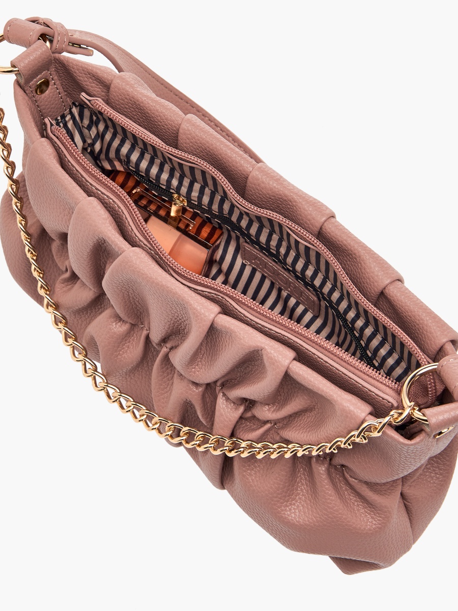 Ruched Detail Crossbody Bag with Detachable Strap