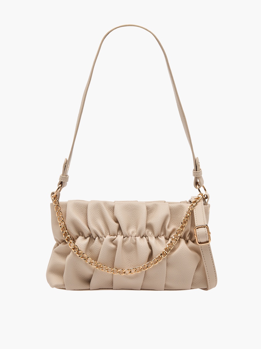 Ruched Detail Crossbody Bag with Detachable Strap