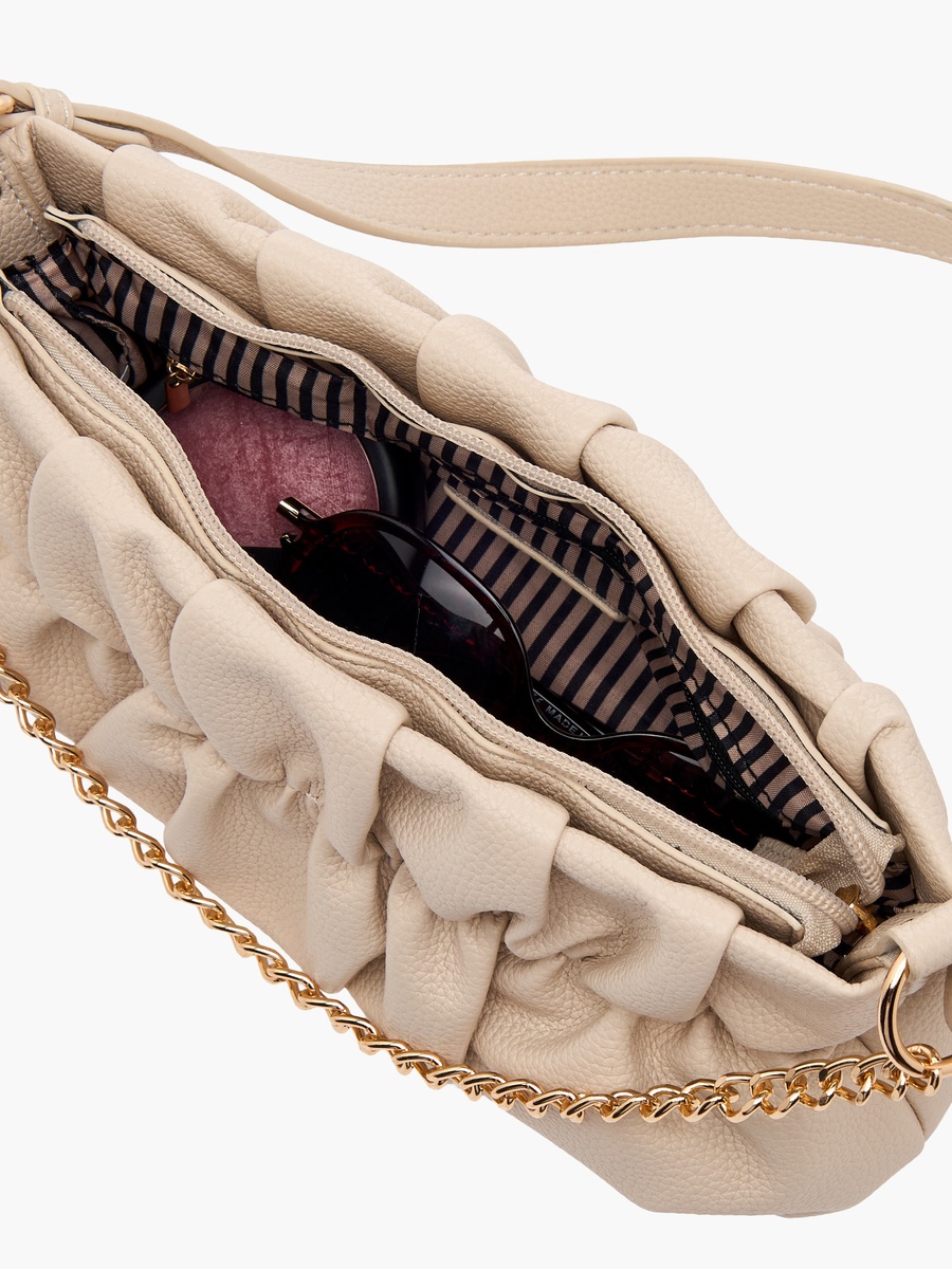 Ruched Detail Crossbody Bag with Detachable Strap