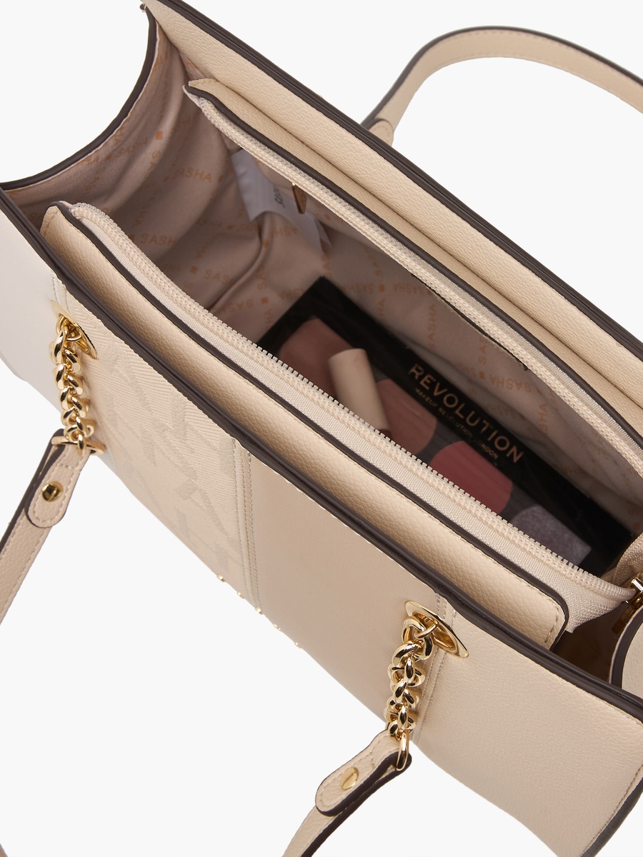 Kod 2-Piece Textured Tote Bag Set with Zip Closure