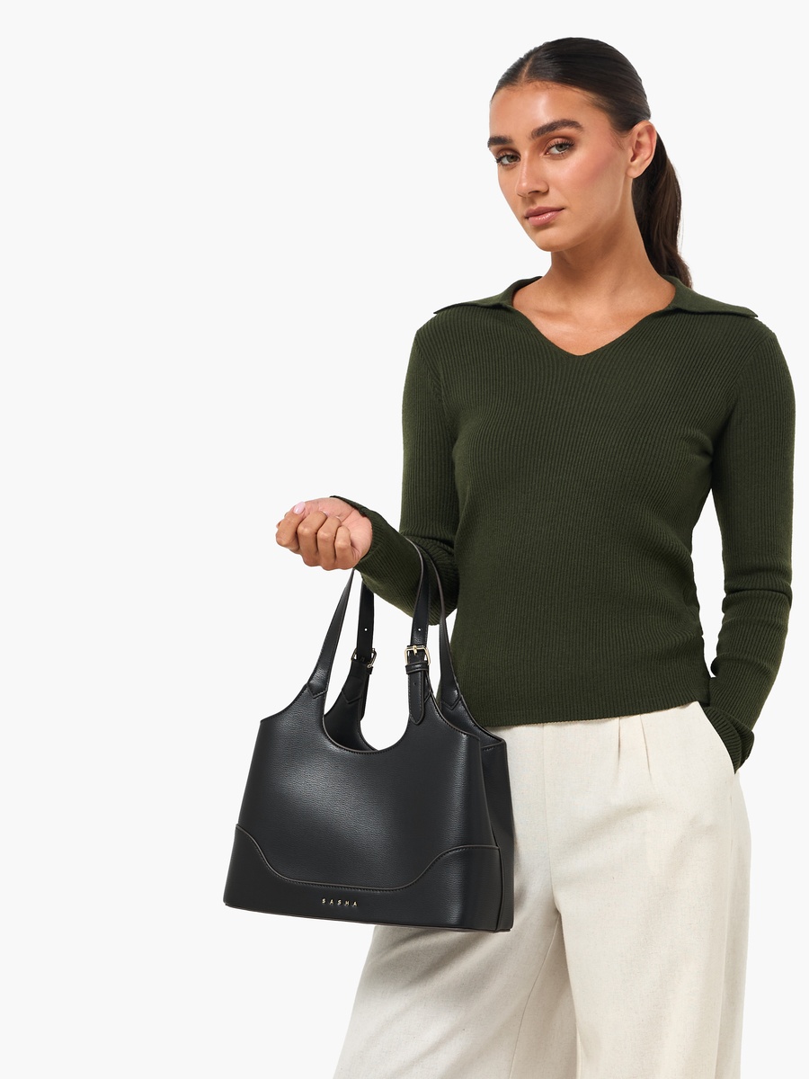 Kod Solid Hobo Bag with Dual Handles