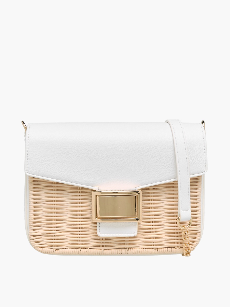 Weave Textured Crossbody Bag with Chain Strap