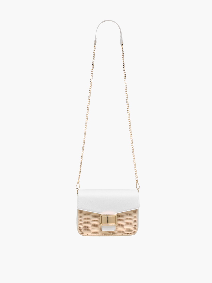 Weave Textured Crossbody Bag with Chain Strap