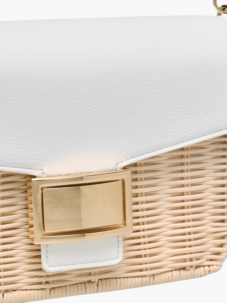 Weave Textured Crossbody Bag with Chain Strap