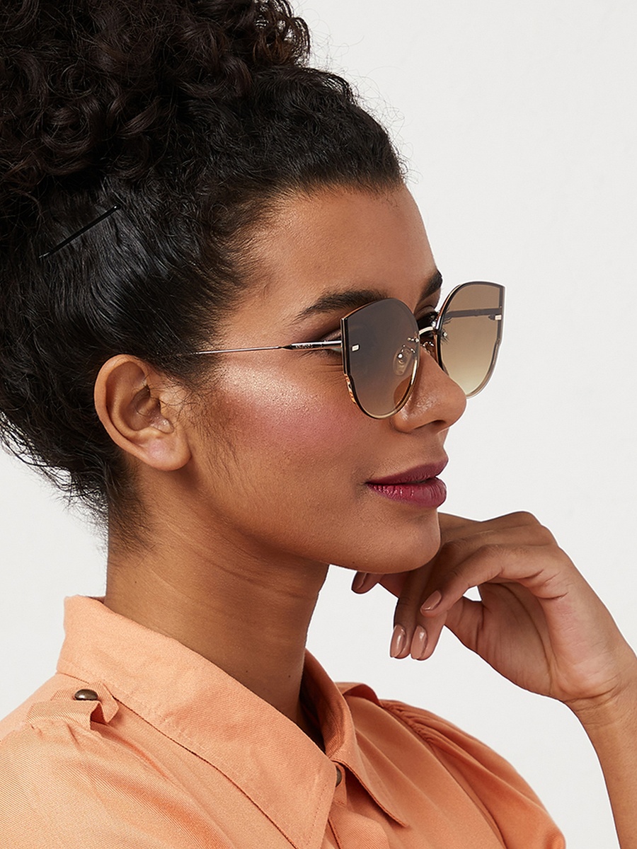 ON POINT  Brown Lens 63 mm Cat Eye Sunglasses