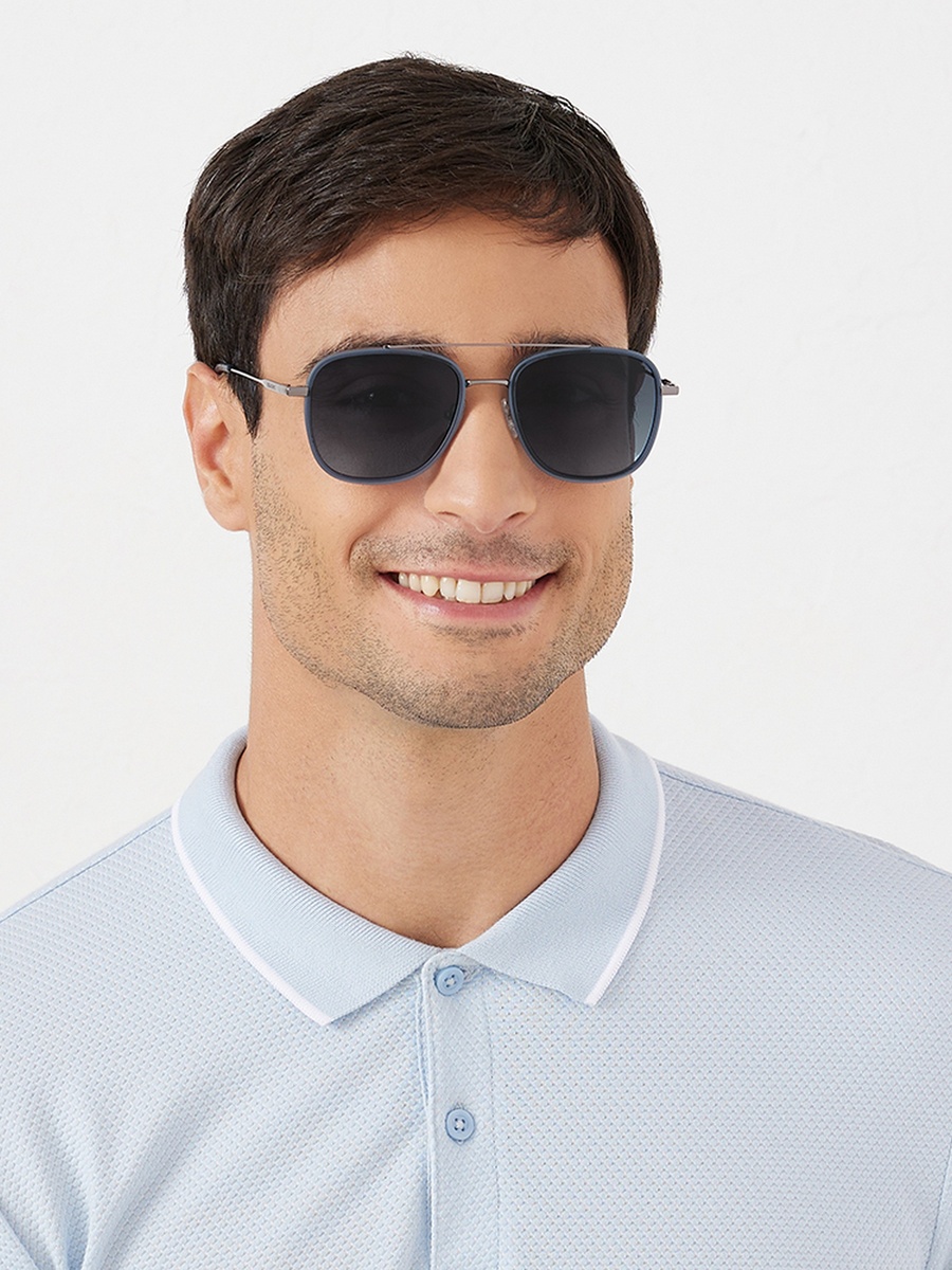 SQUARED AWAY  Blue Lens 55 mm Navigator Sunglasses