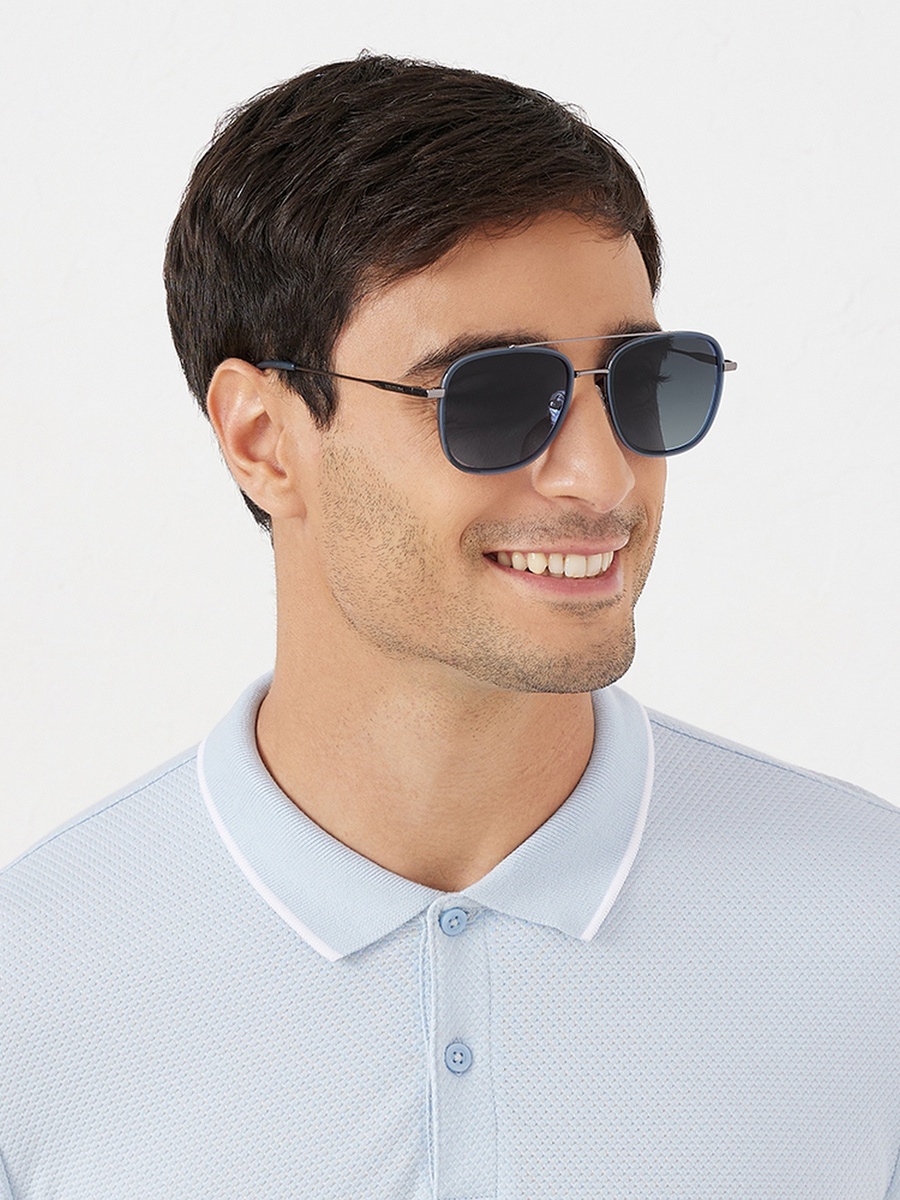 SQUARED AWAY  Blue Lens 55 mm Navigator Sunglasses
