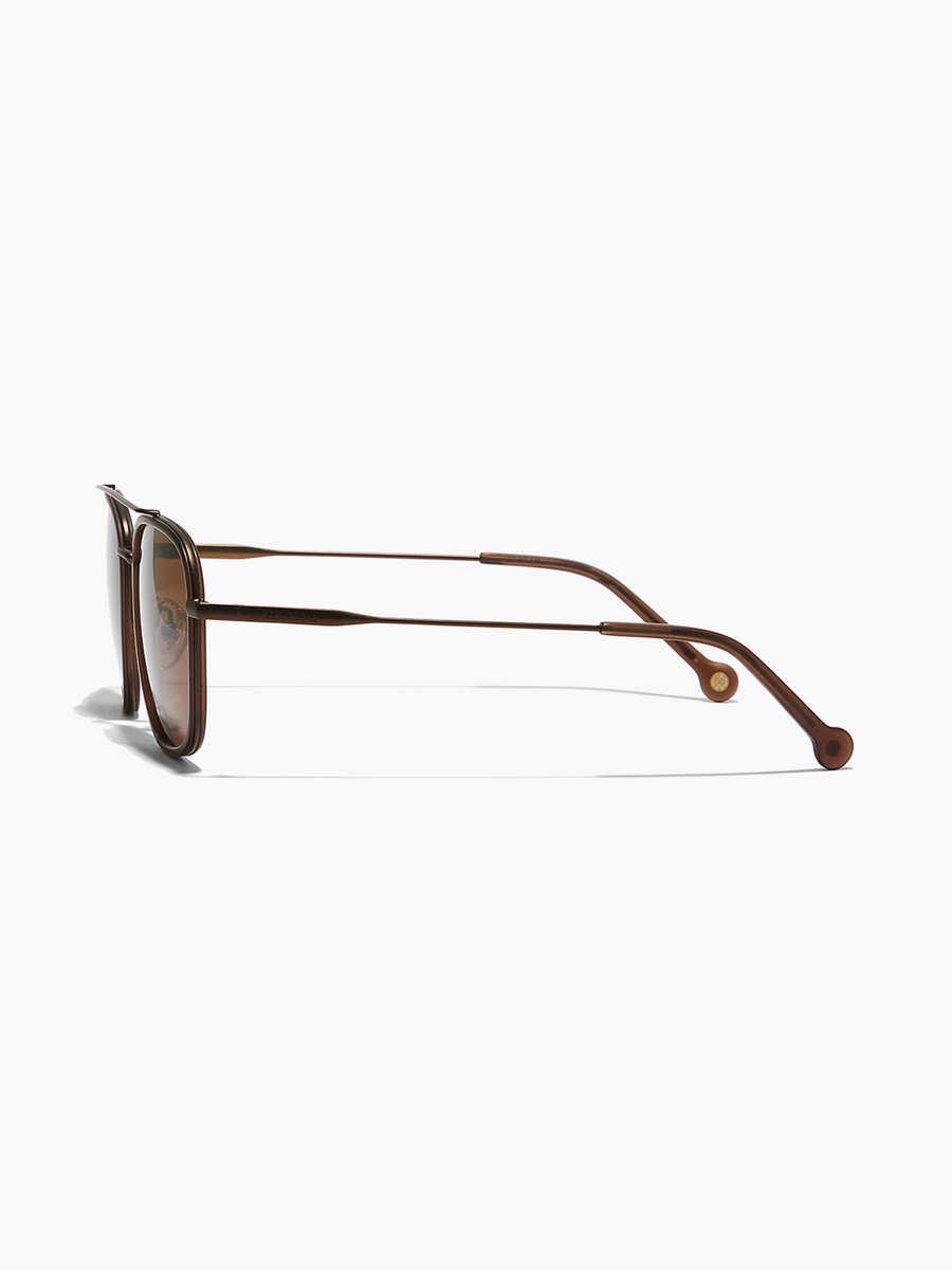 SQUARED AWAY  Brown Lens 55 mm Navigator Sunglasses
