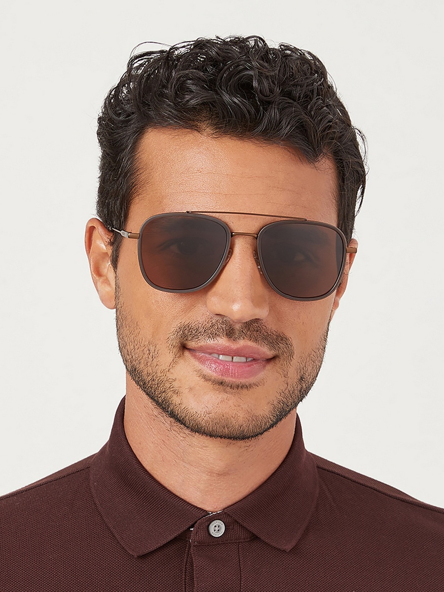 SQUARED AWAY  Brown Lens 55 mm Navigator Sunglasses
