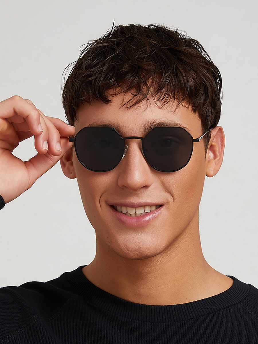 TURN UP Polarized  Polarized Black Lens 52 mm Geometric Sunglasses