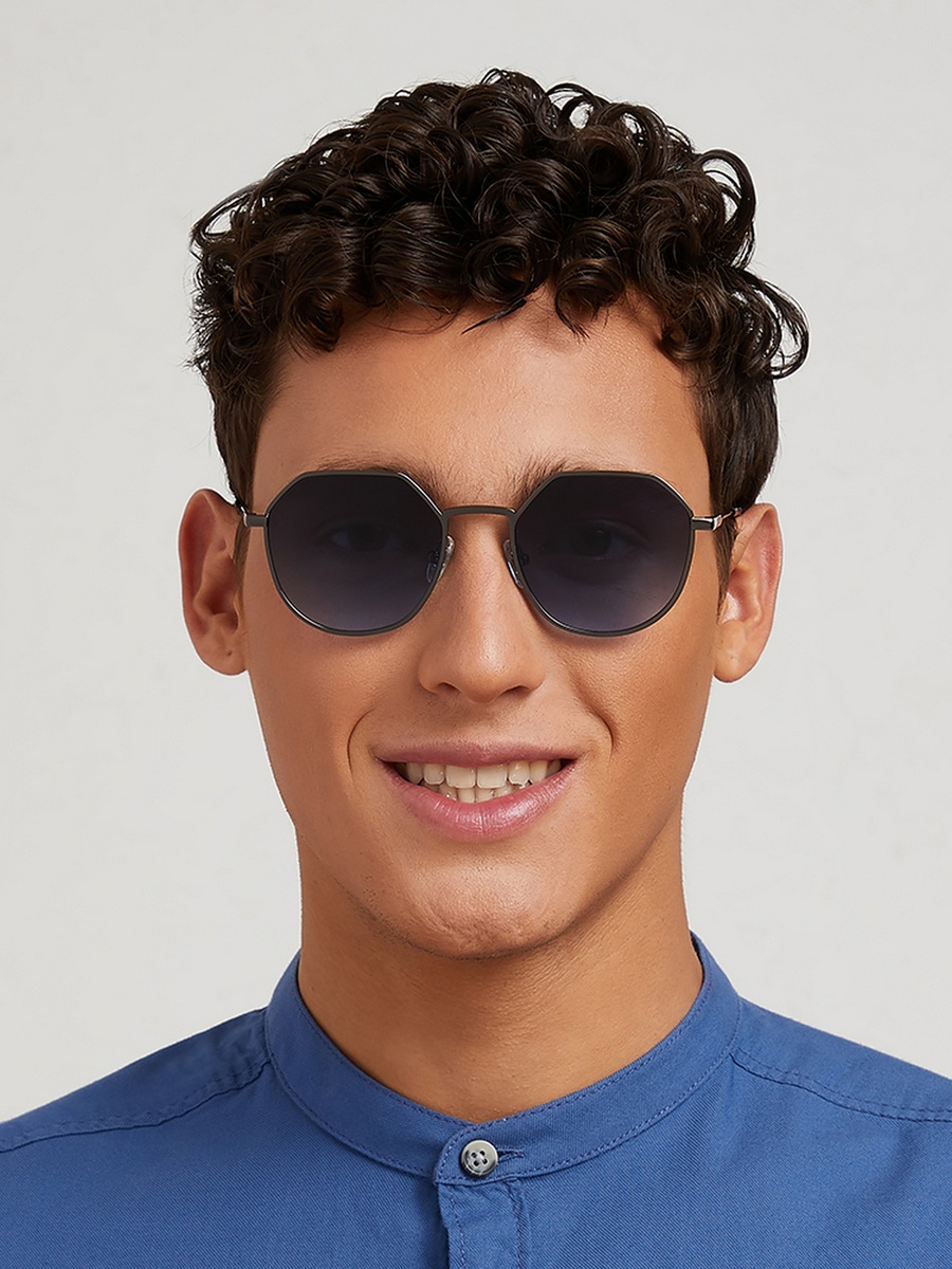 TURN UP  Blue Lens 52 mm Geometric Sunglasses