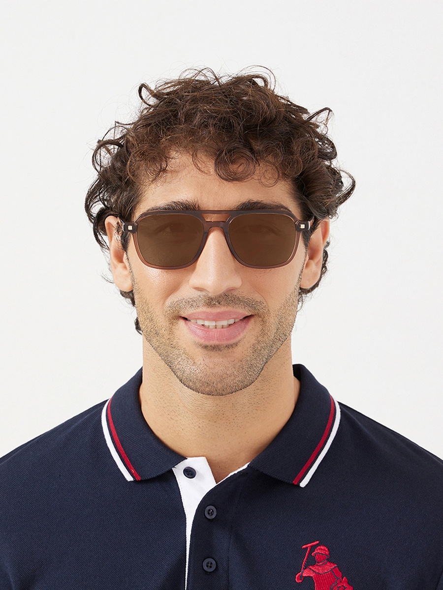 Men Brown Lens 54 mm Navigator Sunglasses - 30S-000217-0404