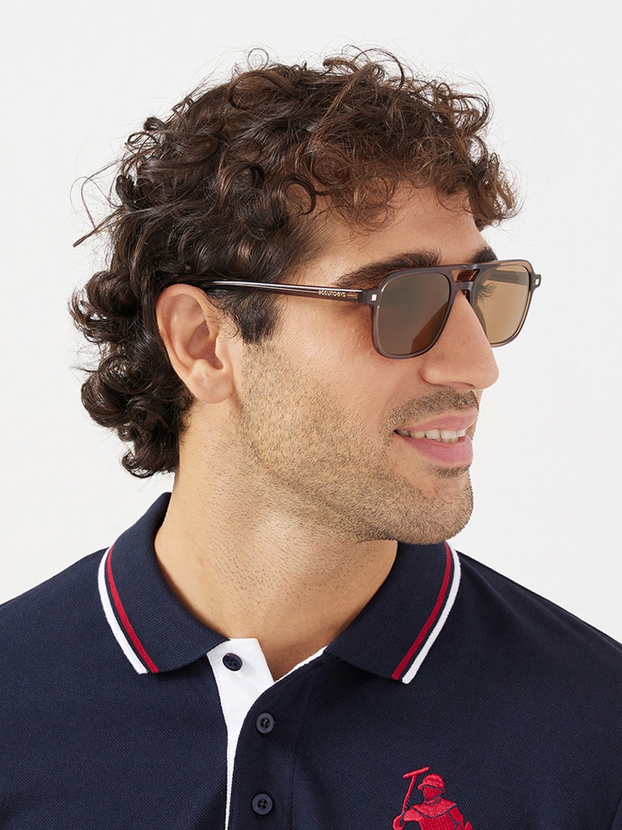Men Brown Lens 54 mm Navigator Sunglasses - 30S-000217-0404