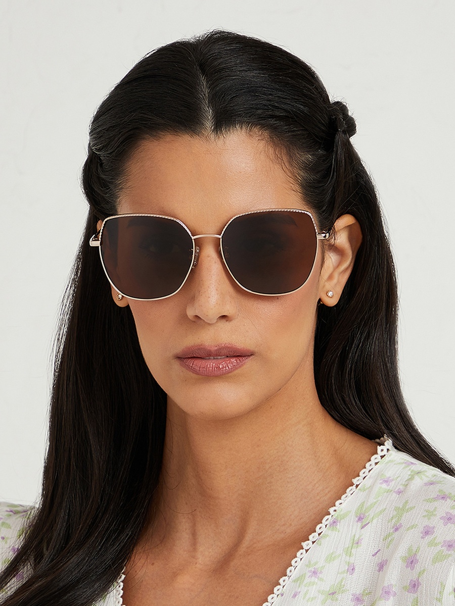 Women Brown Lens 59 mm Cat Eye Sunglasses - 30S-000225-0504