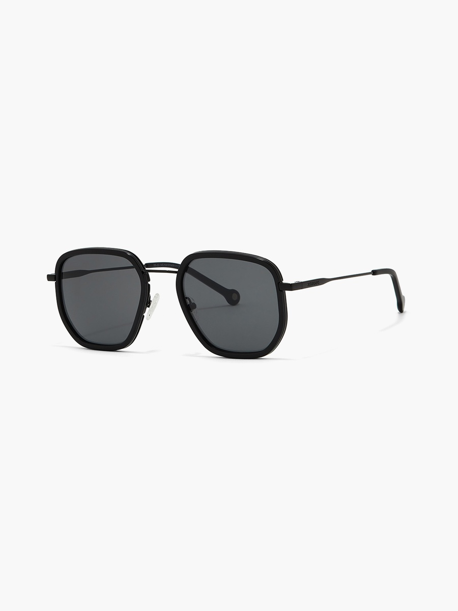 Men Black Lens 55 mm Geometric Sunglasses - 30S-000281-0101