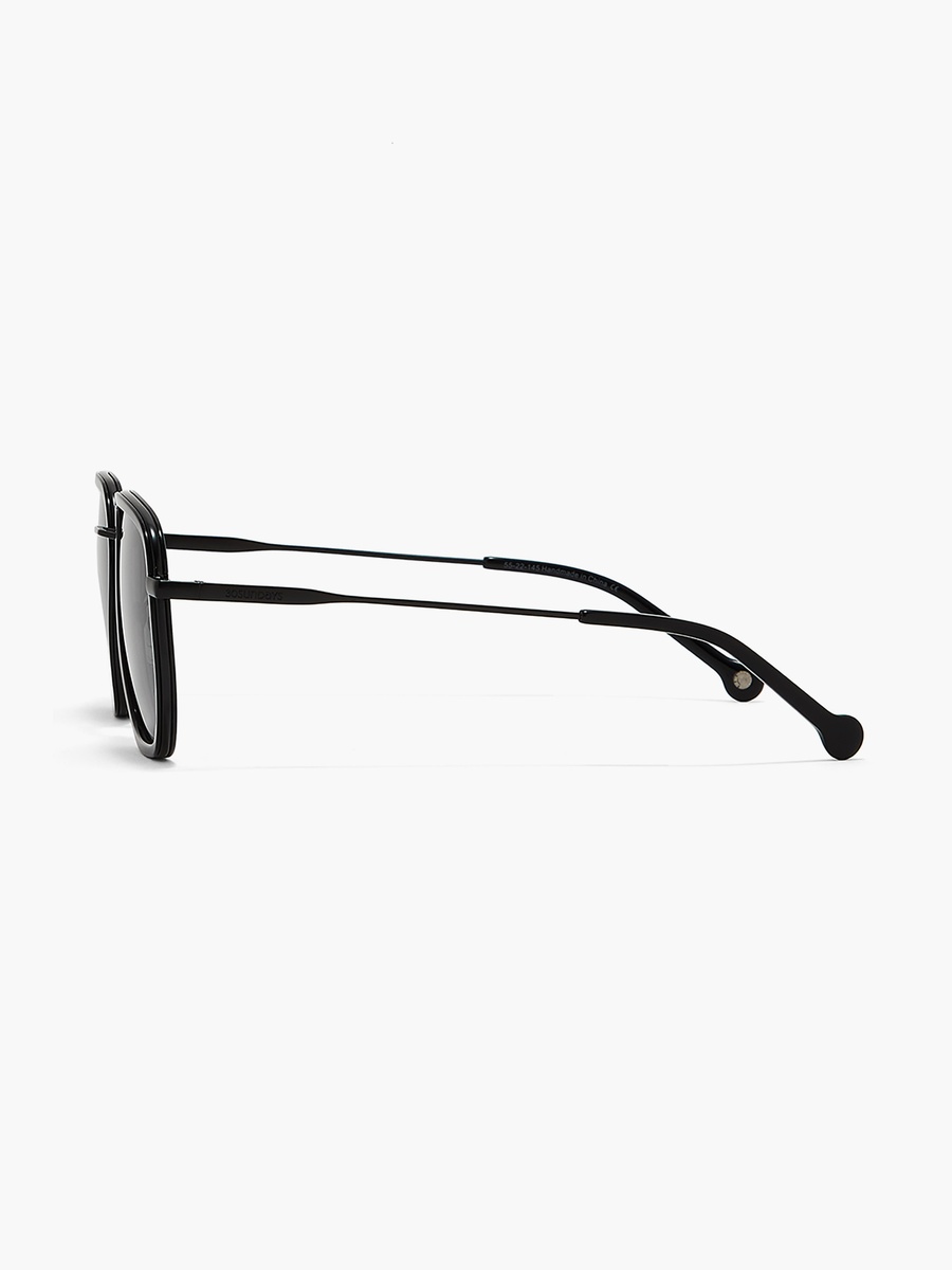 Men Black Lens 55 mm Geometric Sunglasses - 30S-000281-0101