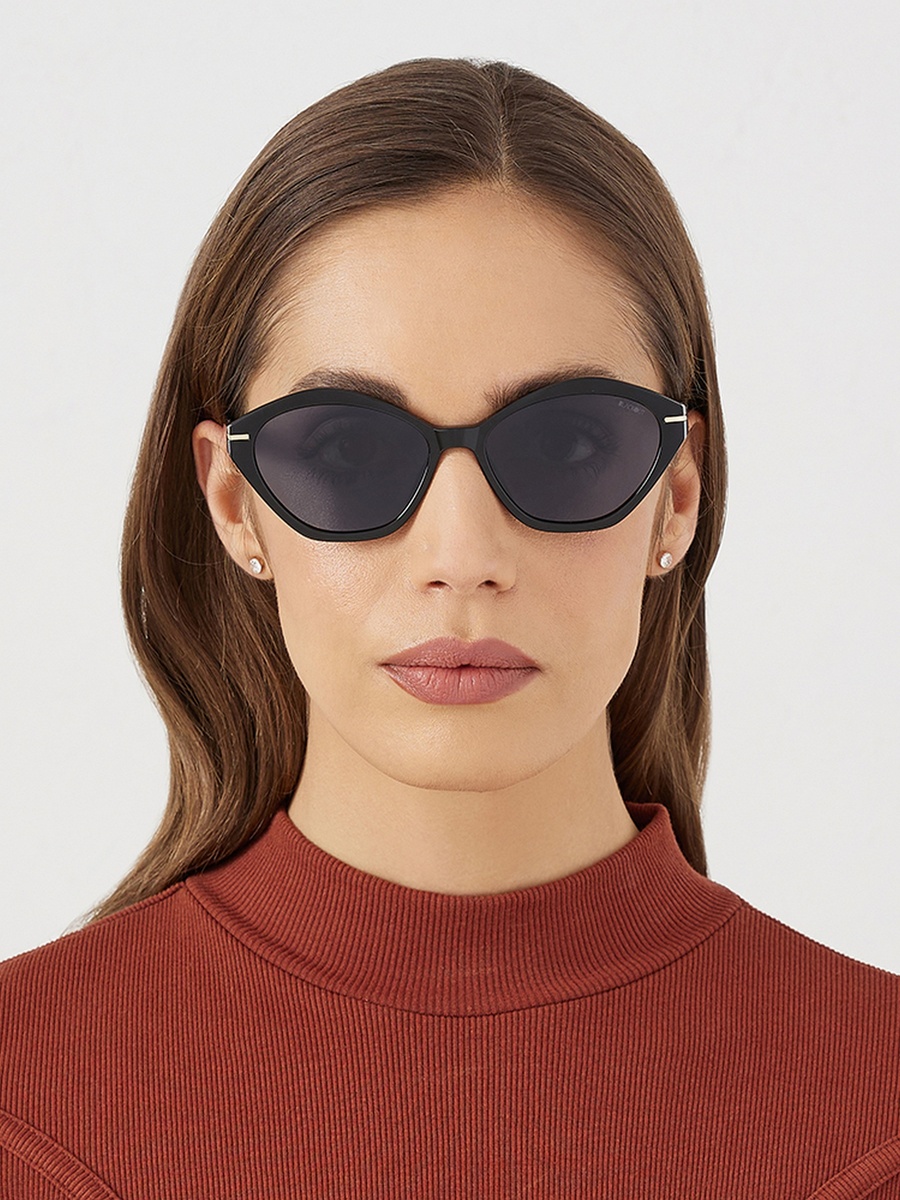 Women Black Lens 56 mm Geometric Sunglasses - BLA-000267-0101