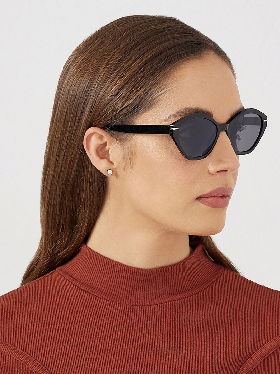 Women Black Lens 56 mm Geometric Sunglasses - BLA-000267-0101
