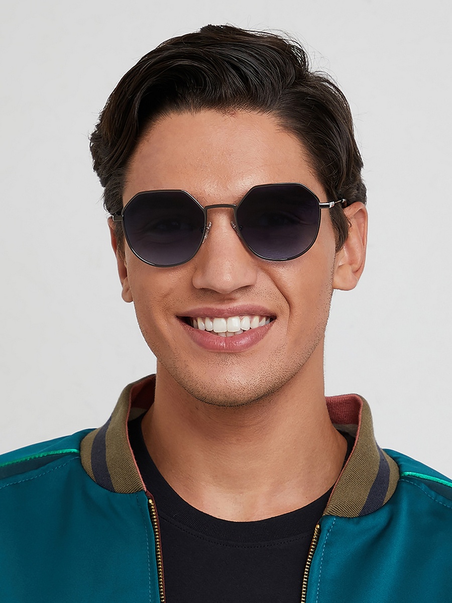 TURN UP II 55 MM Blue Geometric Sunglasses