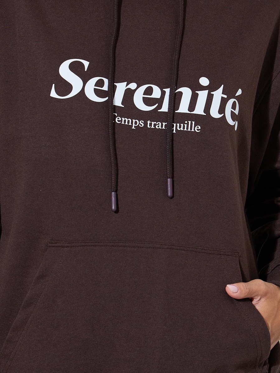 Coffee Brown Slogan Print Regular Fit Hoodie