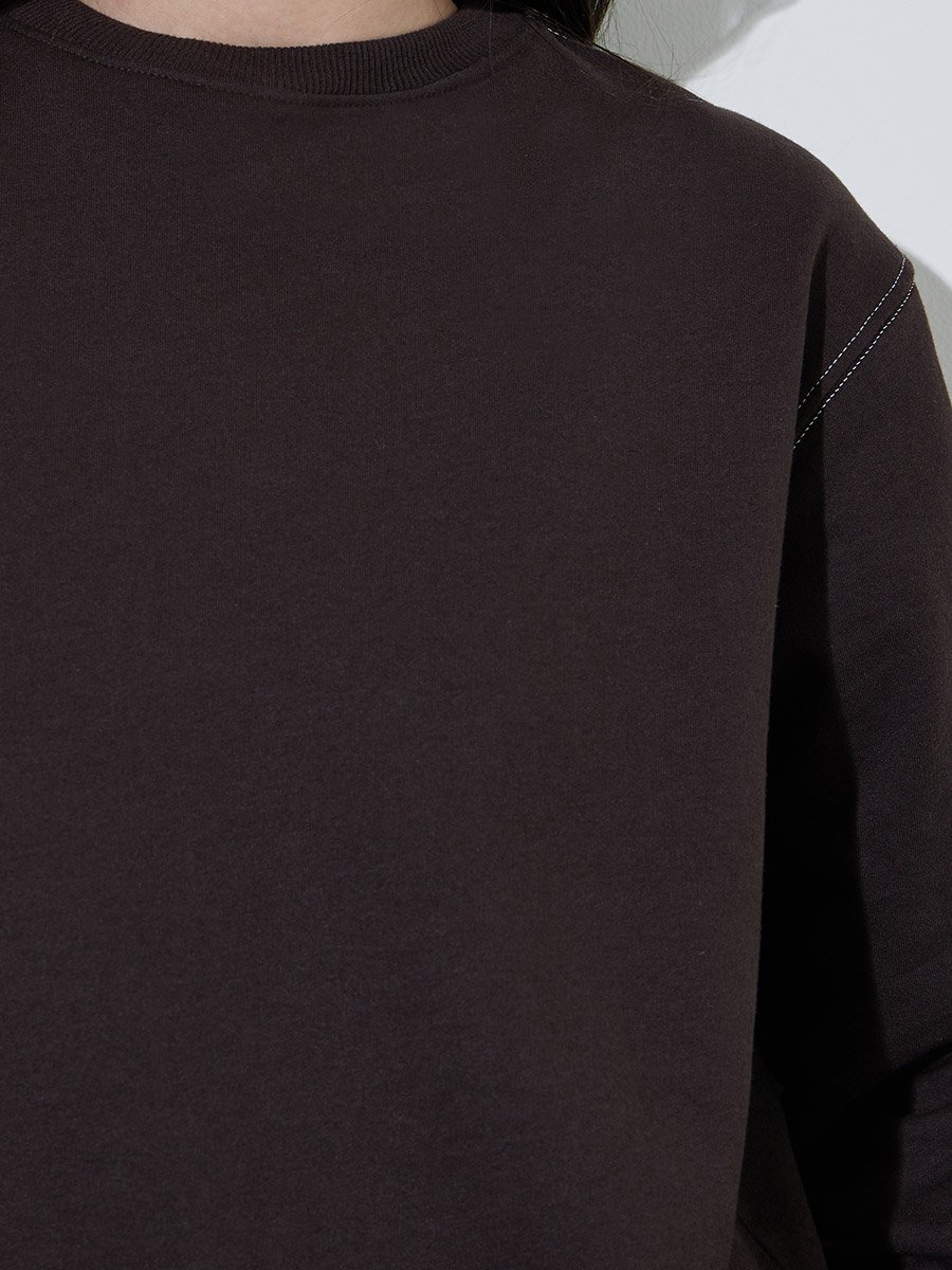 Coffee Brown Regular Fit Round Neck Sweatshirt