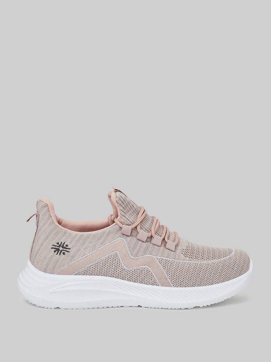 Pink Bungee Lace Knit Sneakers