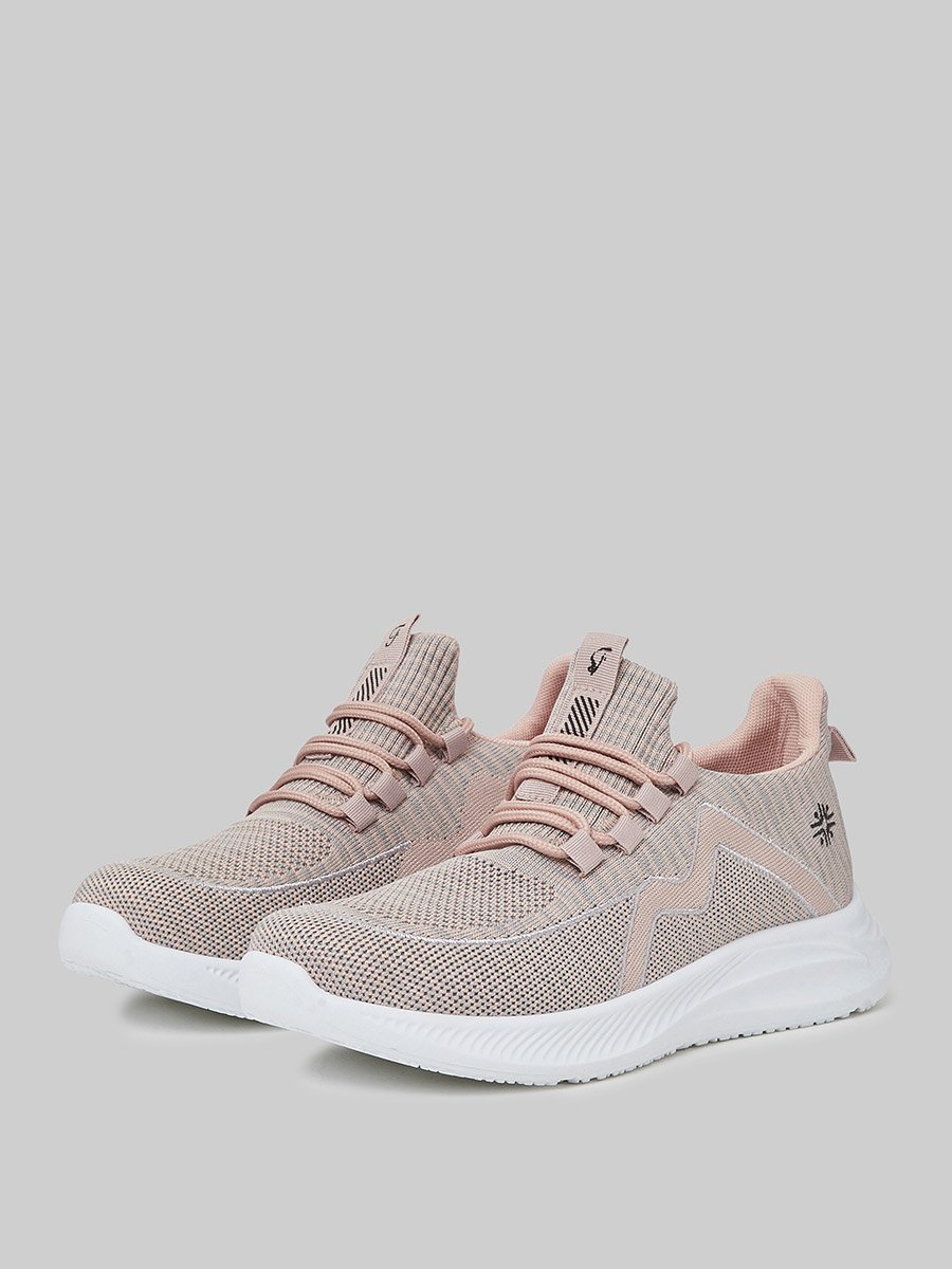 Pink Bungee Lace Knit Sneakers