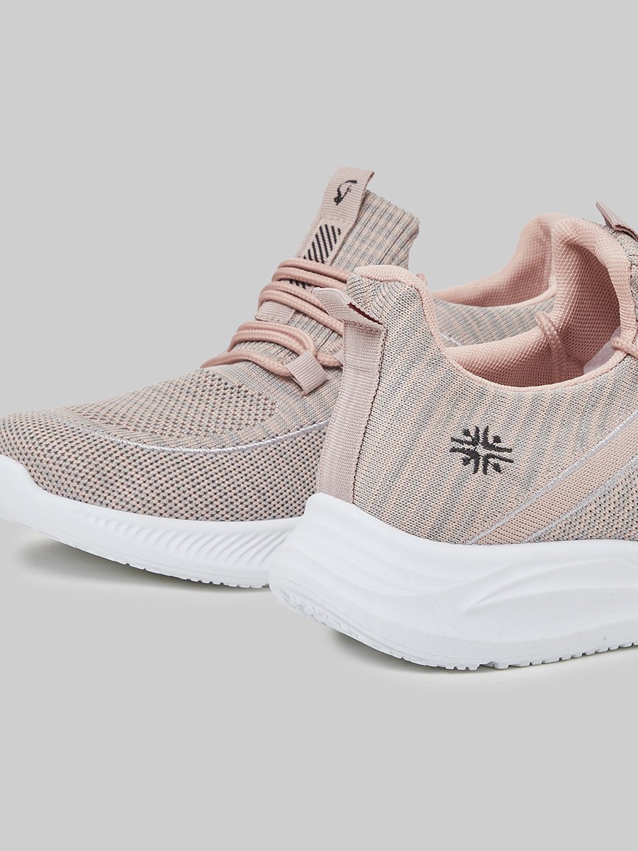 Pink Bungee Lace Knit Sneakers