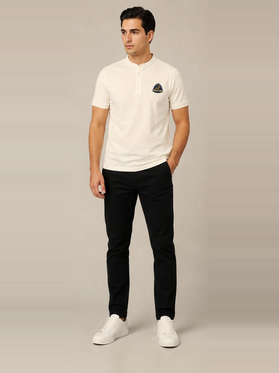 Off White Falcon Logo Short Sleeves Henley T-Shirt