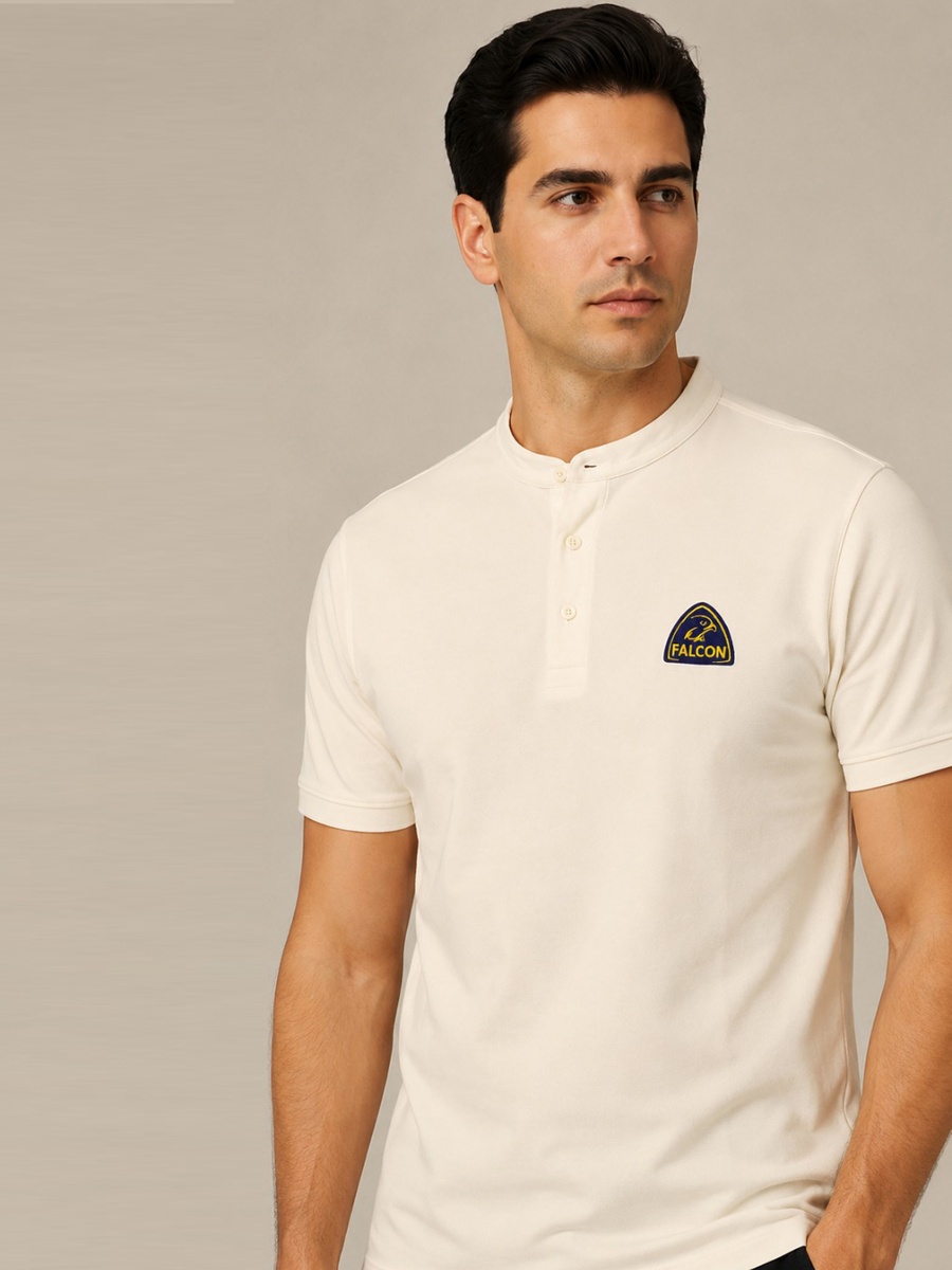 Off White Falcon Logo Short Sleeves Henley T-Shirt