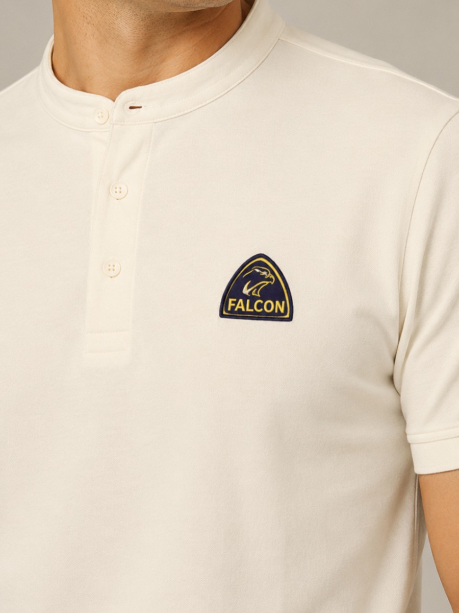 Off White Falcon Logo Short Sleeves Henley T-Shirt