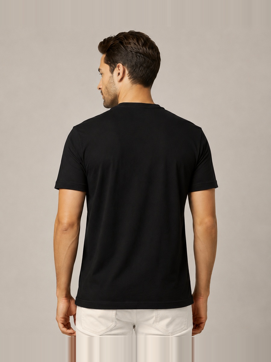 Black Falcon Logo Short Sleeves Henley T-Shirt