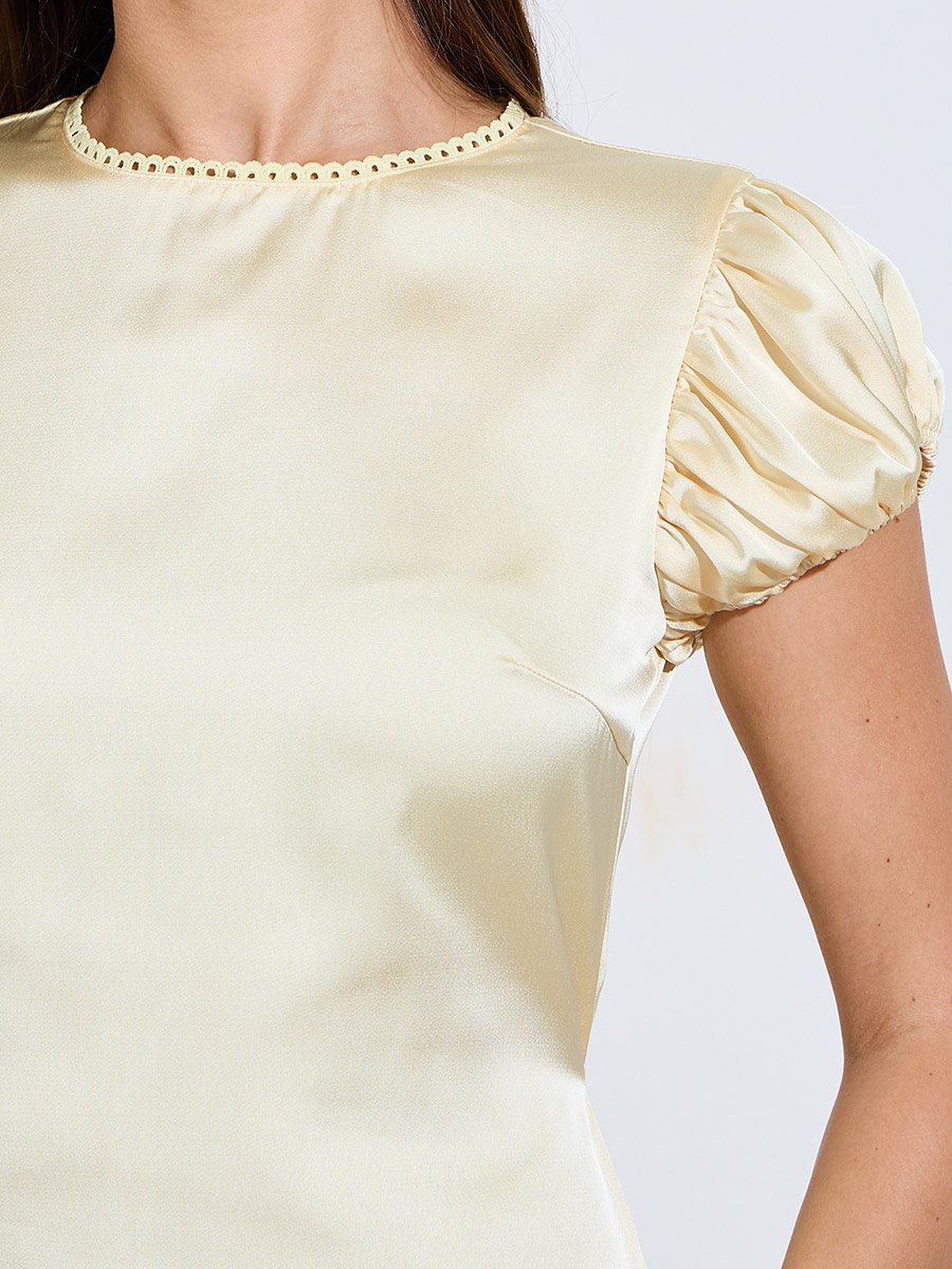 Yellow Satin Casual Maxi Dress