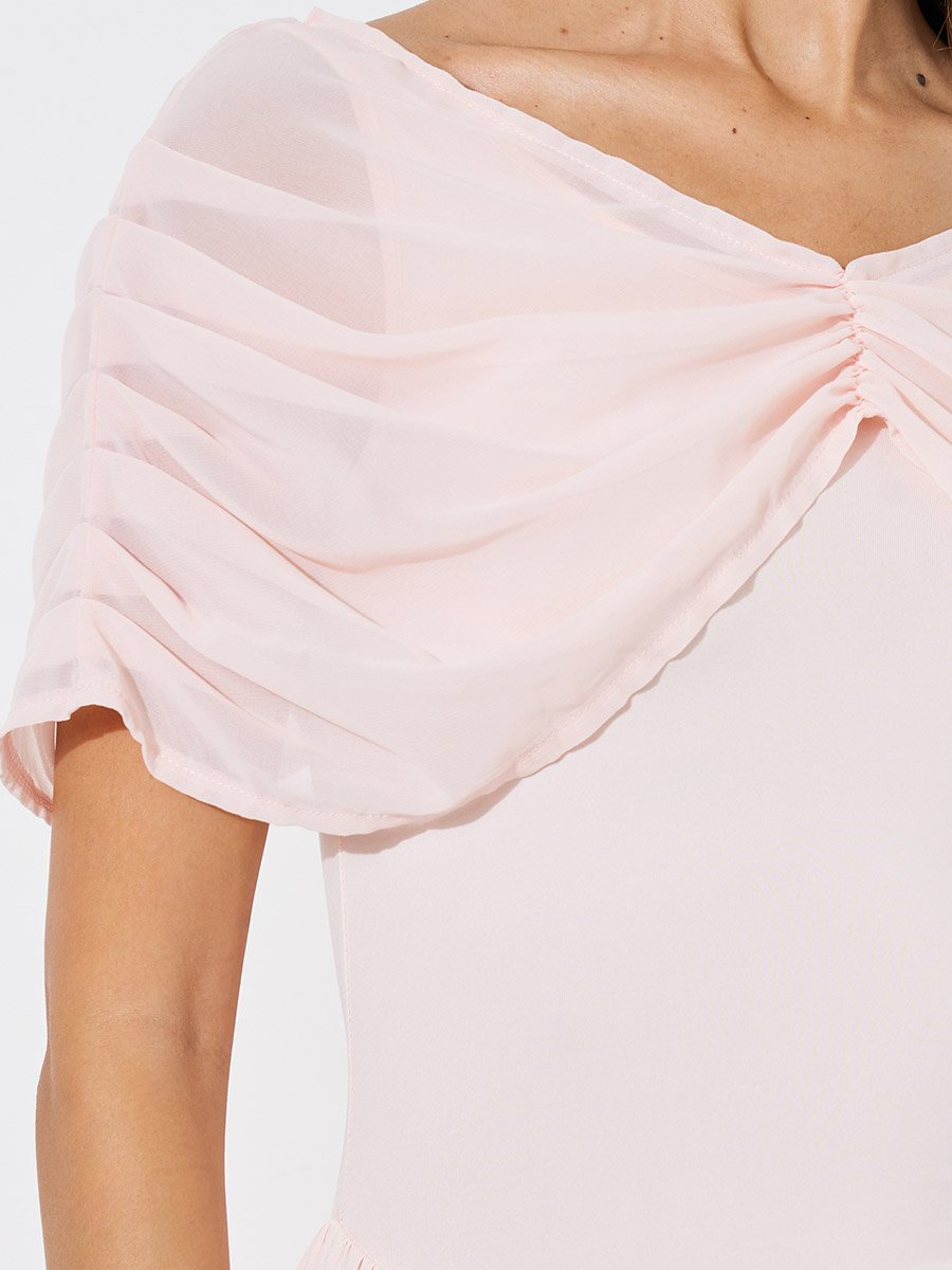 Light Pink A-Line Maxi Dress with Removable Short Cape