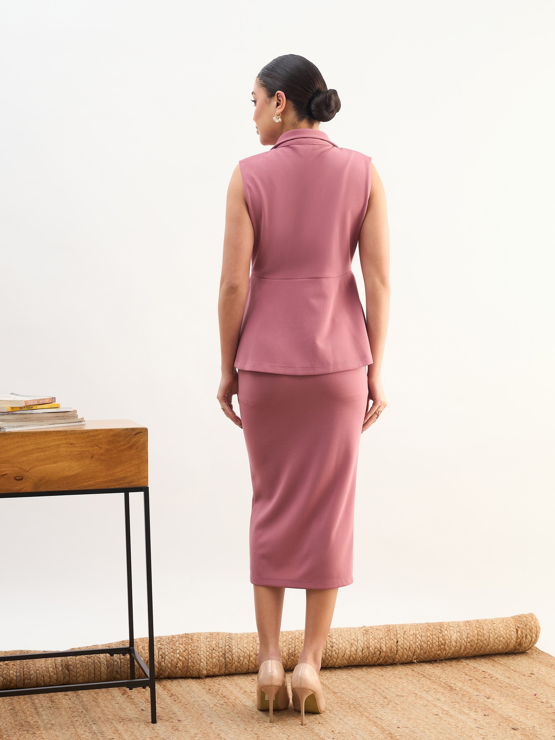 Pink Peplum Waistcoat and Skirt Co-ord Set