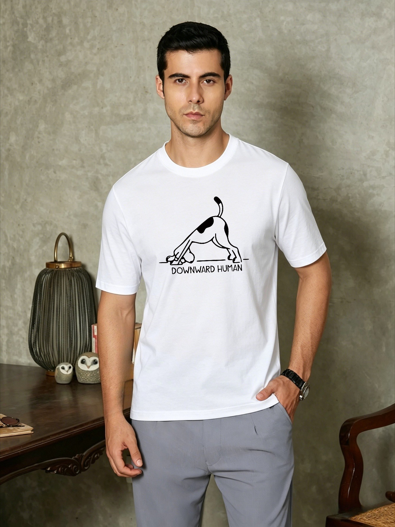 Men White Graphic Print Short Sleeve T-Shirt