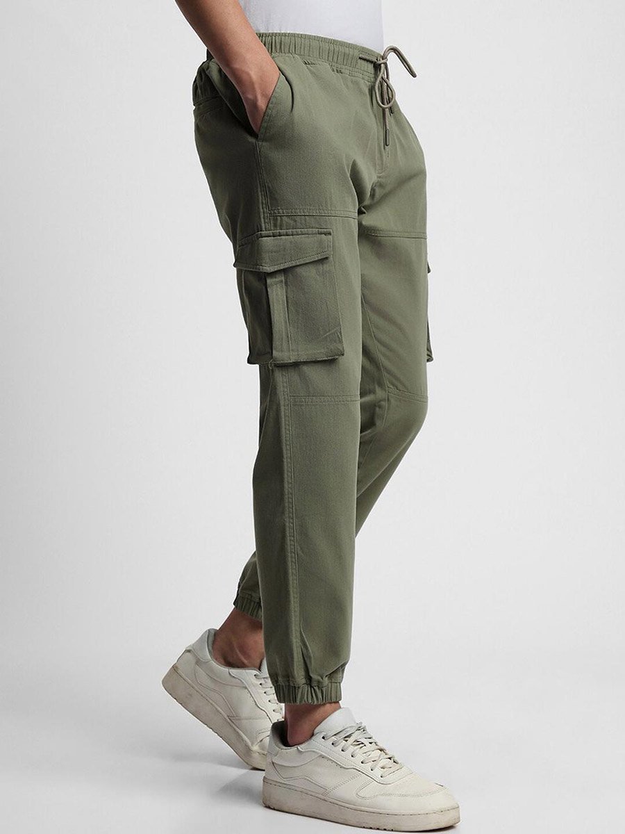 Men Slim Fit Drawstring Cargo Pants