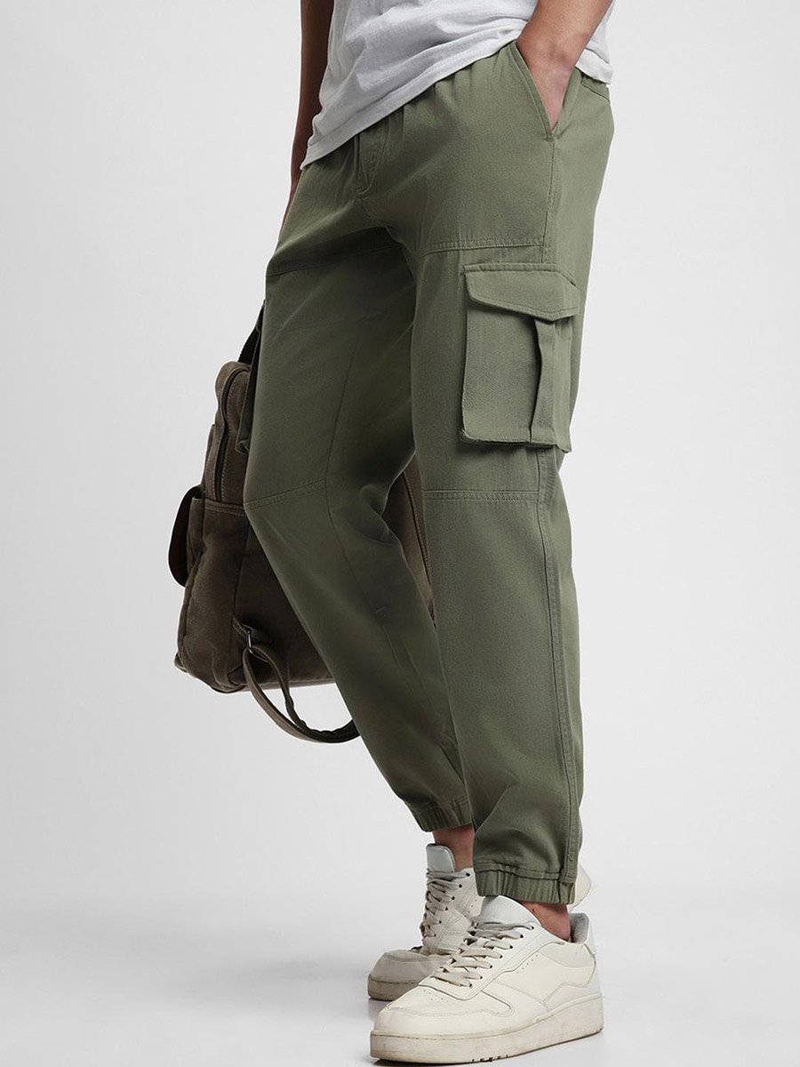 Men Slim Fit Drawstring Cargo Pants